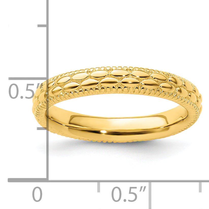 Sterlingsilber Stapelbar Expressions Vergoldet Gemustert Ring
