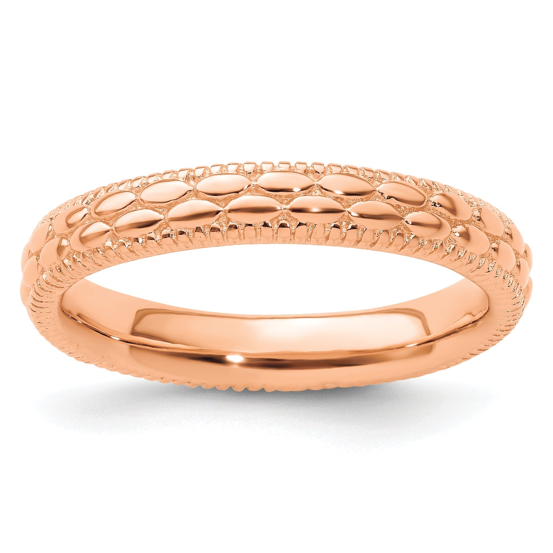 Sterlingsilber Stapelbar Expressions Rose Vergoldet Gemustert Ring