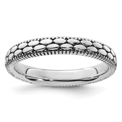 Sterlingsilber Stapelbar Expressions Antikisiert Gemustert Ring