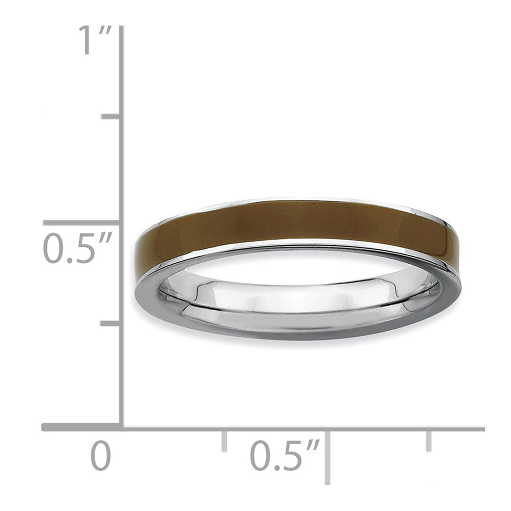 Sterlingsilber Stapelbar Expressions Braun Emailliert 3.25mm Ring