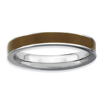 Sterlingsilber Stapelbar Expressions Braun Emailliert 3.25mm Ring