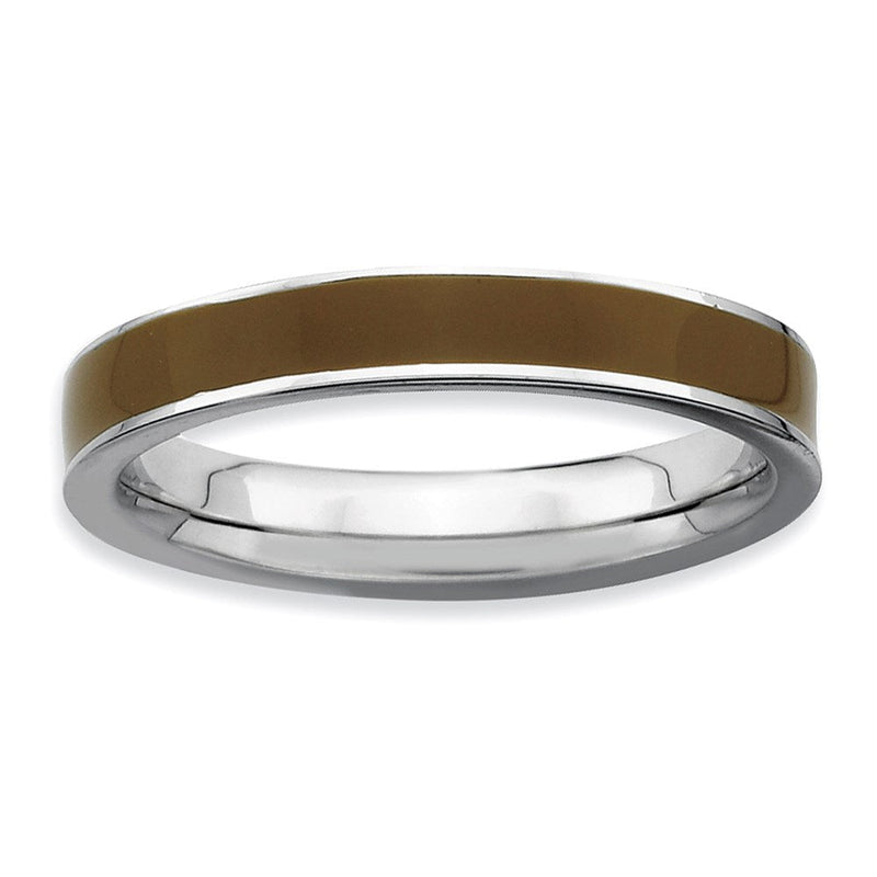 Sterlingsilber Stapelbar Expressions Braun Emailliert 3.25mm Ring