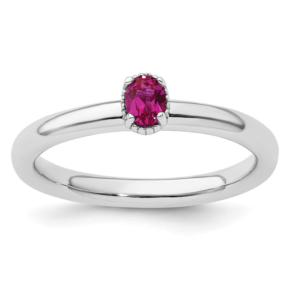 Sterlingsilber Stapelbar Expressions Erzeugt Rubin Einfach Stein Ring