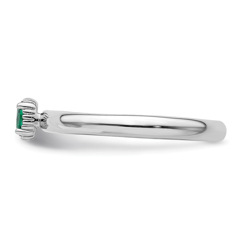 Sterlingsilber Stapelbar Expressions Erzeugt Smaragd Einfach Stein Ring