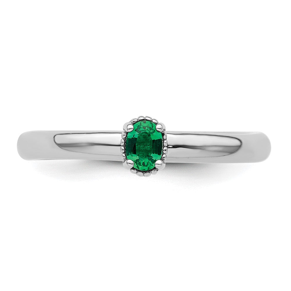 Sterlingsilber Stapelbar Expressions Erzeugt Smaragd Einfach Stein Ring