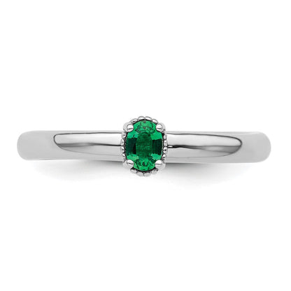 Sterlingsilber Stapelbar Expressions Erzeugt Smaragd Einfach Stein Ring