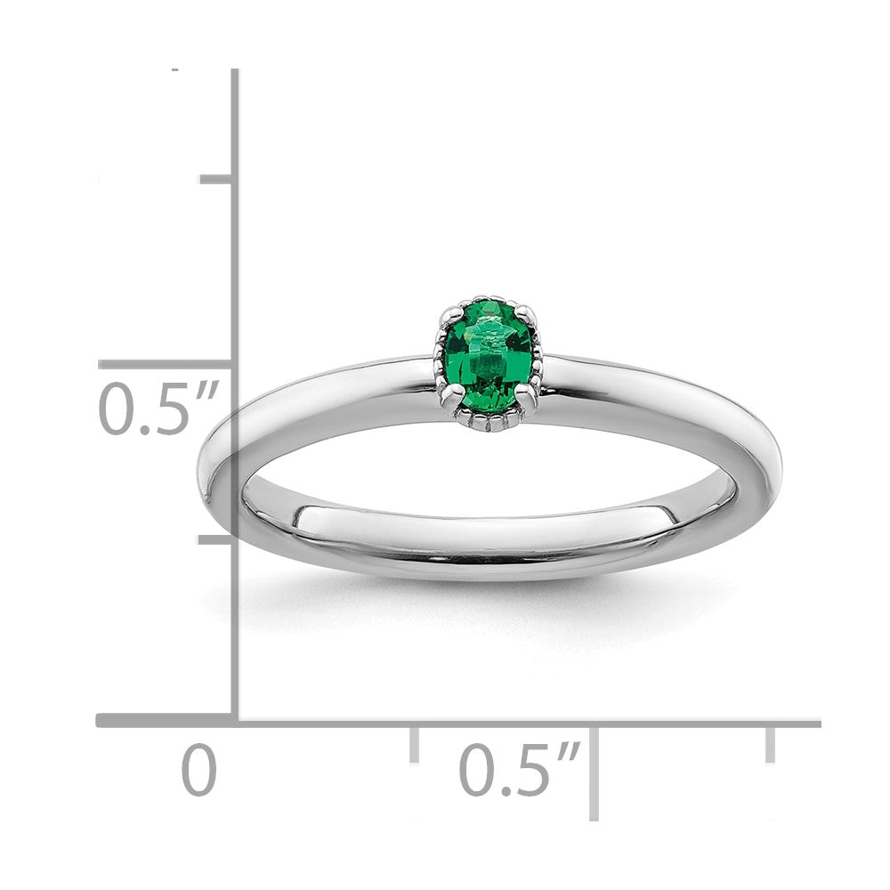 Sterlingsilber Stapelbar Expressions Erzeugt Smaragd Einfach Stein Ring