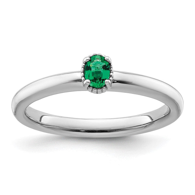 Sterlingsilber Stapelbar Expressions Erzeugt Smaragd Einfach Stein Ring