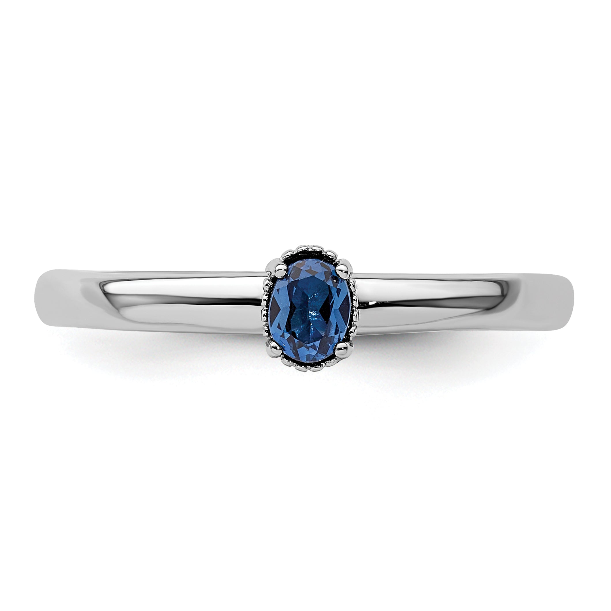 Sterlingsilber Stapelbar Expressions Erzeugt Saphir Einfach Stein Ring