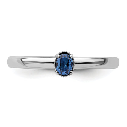 Sterlingsilber Stapelbar Expressions Erzeugt Saphir Einfach Stein Ring