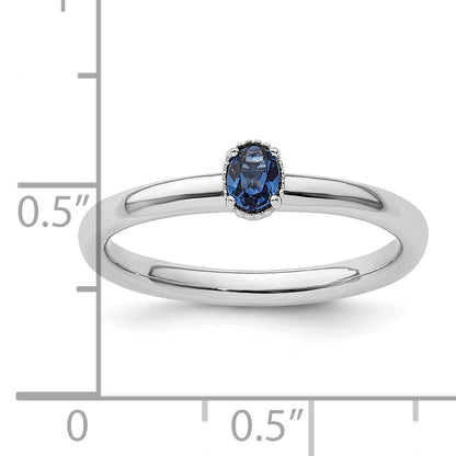 Sterlingsilber Stapelbar Expressions Erzeugt Saphir Einfach Stein Ring