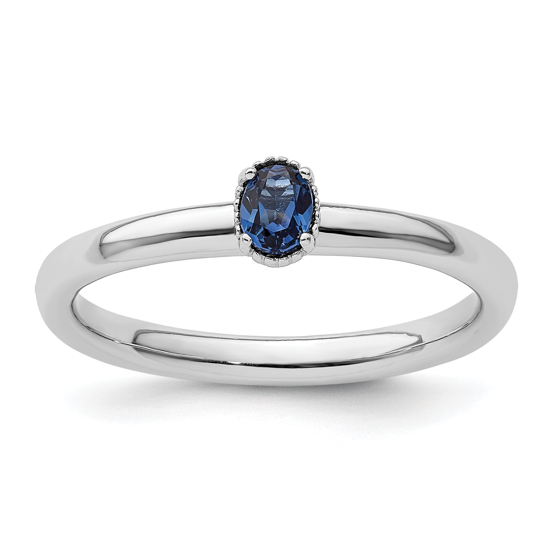 Sterlingsilber Stapelbar Expressions Erzeugt Saphir Einfach Stein Ring