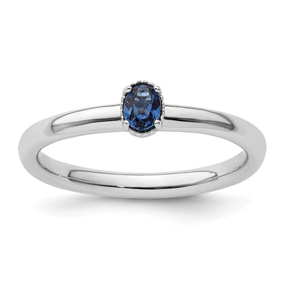 Sterlingsilber Stapelbar Expressions Erzeugt Saphir Einfach Stein Ring