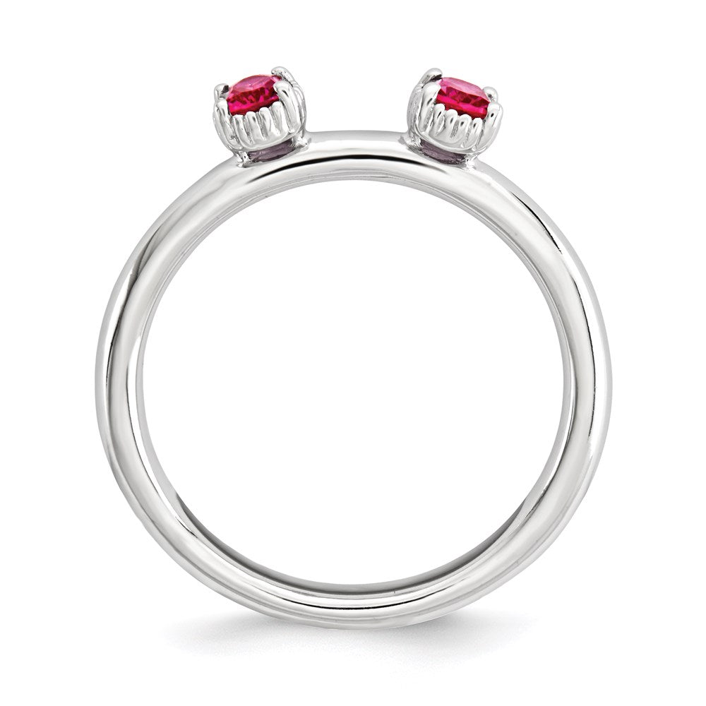 Sterlingsilber Stapelbar Expressions Erzeugt Rubin Zwei Stein Ring