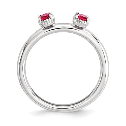 Sterlingsilber Stapelbar Expressions Erzeugt Rubin Zwei Stein Ring