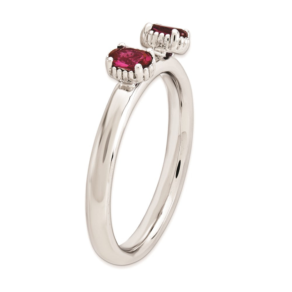 Sterlingsilber Stapelbar Expressions Erzeugt Rubin Zwei Stein Ring