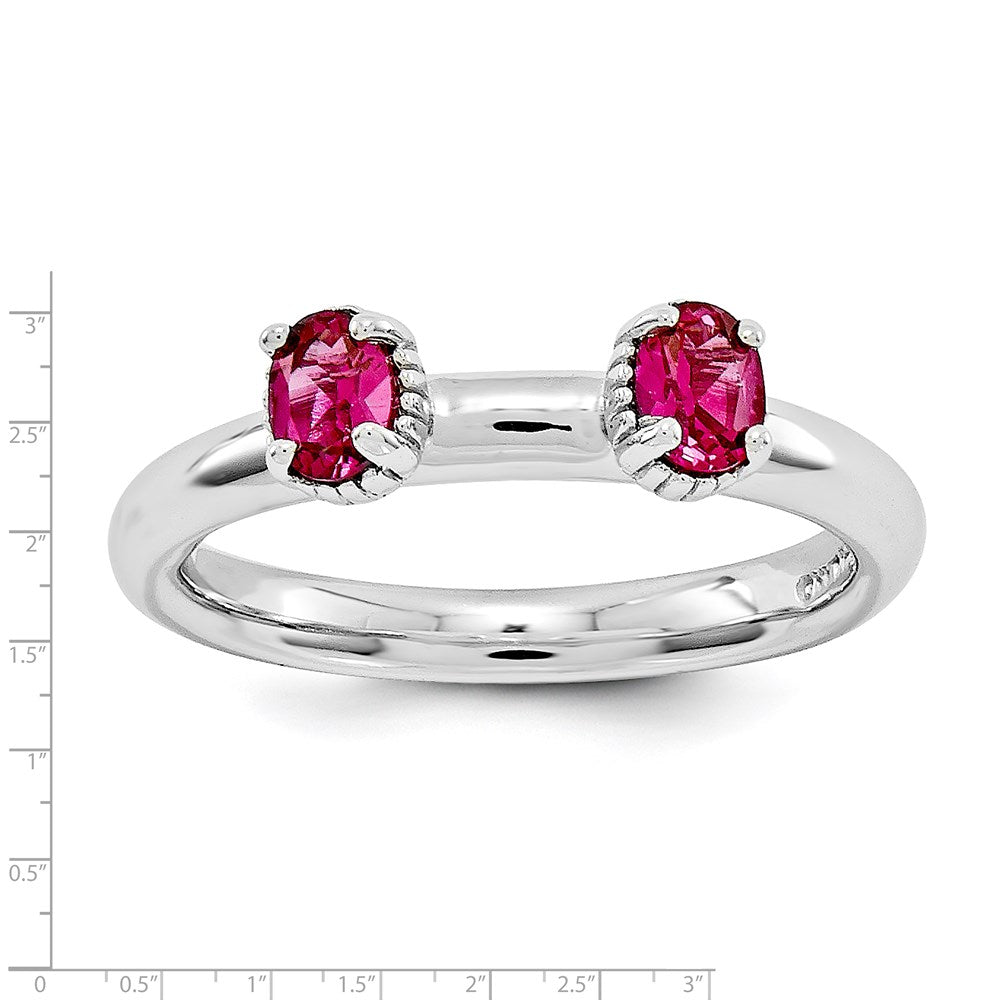 Sterlingsilber Stapelbar Expressions Erzeugt Rubin Zwei Stein Ring