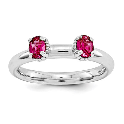 Sterlingsilber Stapelbar Expressions Erzeugt Rubin Zwei Stein Ring