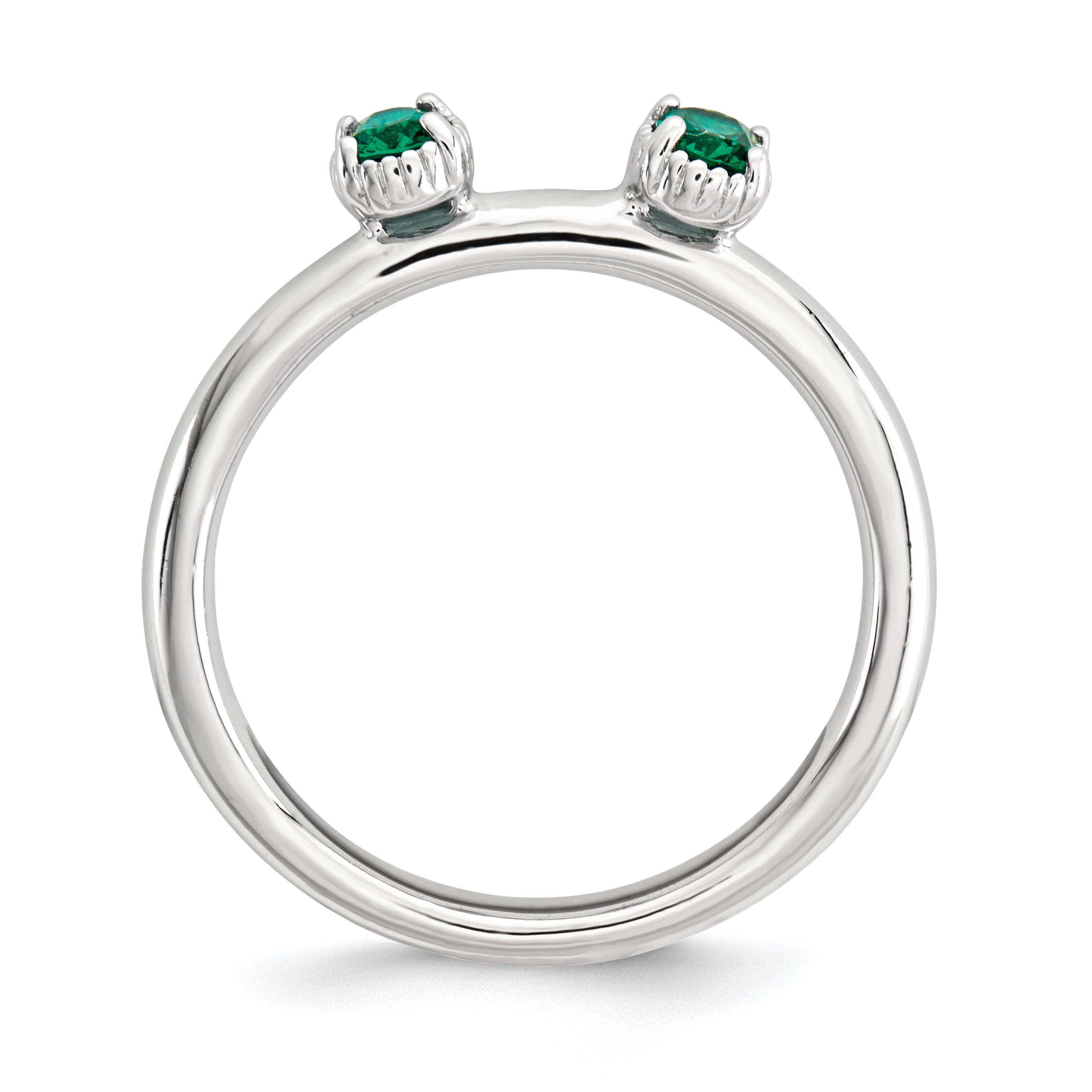 Sterlingsilber Stapelbar Expressions Erzeugt Smaragd Zwei Stein Ring