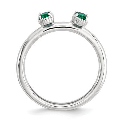 Sterlingsilber Stapelbar Expressions Erzeugt Smaragd Zwei Stein Ring