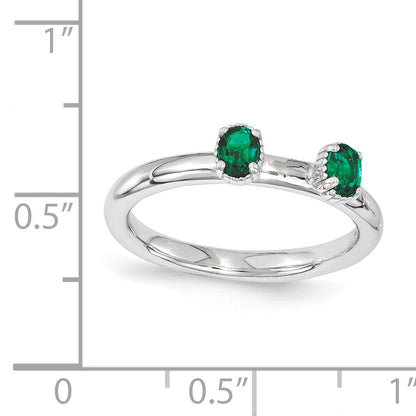 Sterlingsilber Stapelbar Expressions Erzeugt Smaragd Zwei Stein Ring