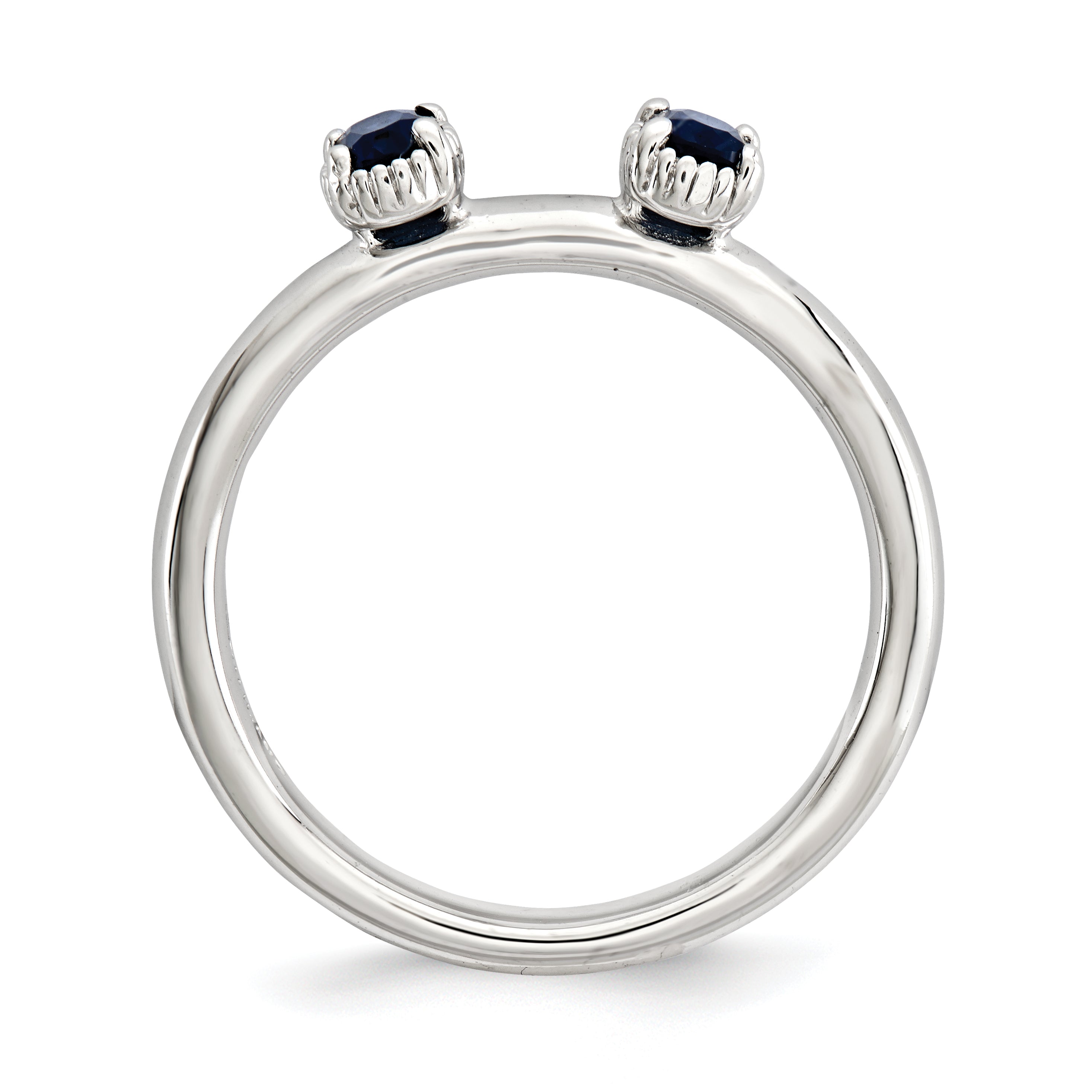 Sterlingsilber Stapelbar Expressions Erzeugt Saphir Zwei Stein Ring