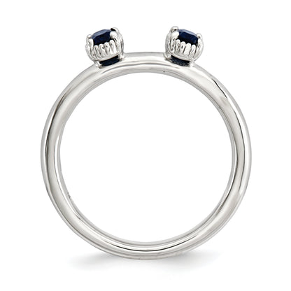 Sterlingsilber Stapelbar Expressions Erzeugt Saphir Zwei Stein Ring