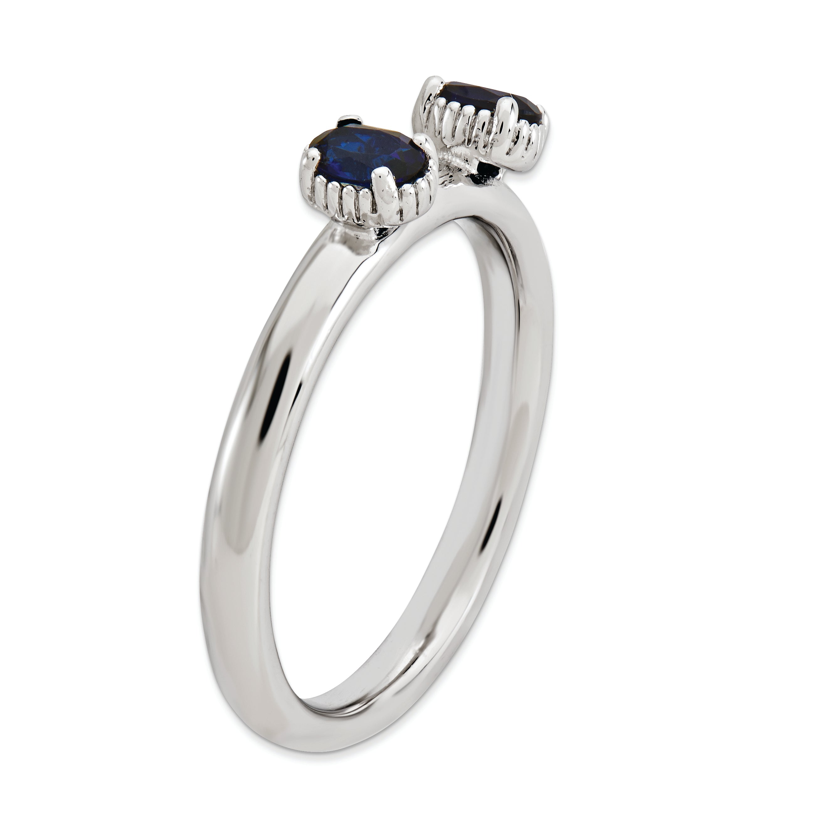 Sterlingsilber Stapelbar Expressions Erzeugt Saphir Zwei Stein Ring