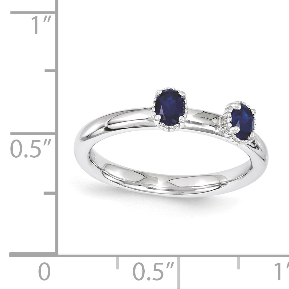 Sterlingsilber Stapelbar Expressions Erzeugt Saphir Zwei Stein Ring