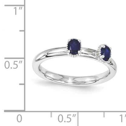 Sterlingsilber Stapelbar Expressions Erzeugt Saphir Zwei Stein Ring