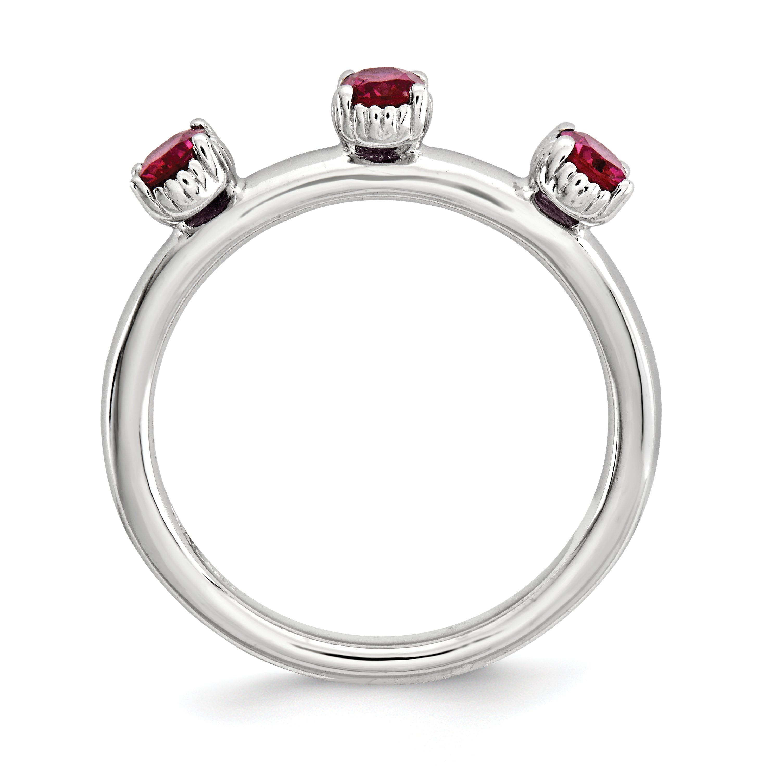 Sterlingsilber Stapelbar Expressions Erzeugt Rubin Dreistein Ring