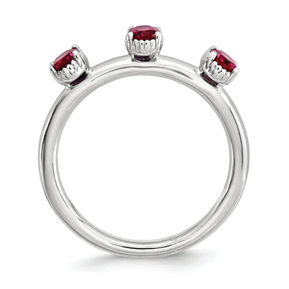 Sterlingsilber Stapelbar Expressions Erzeugt Rubin Dreistein Ring