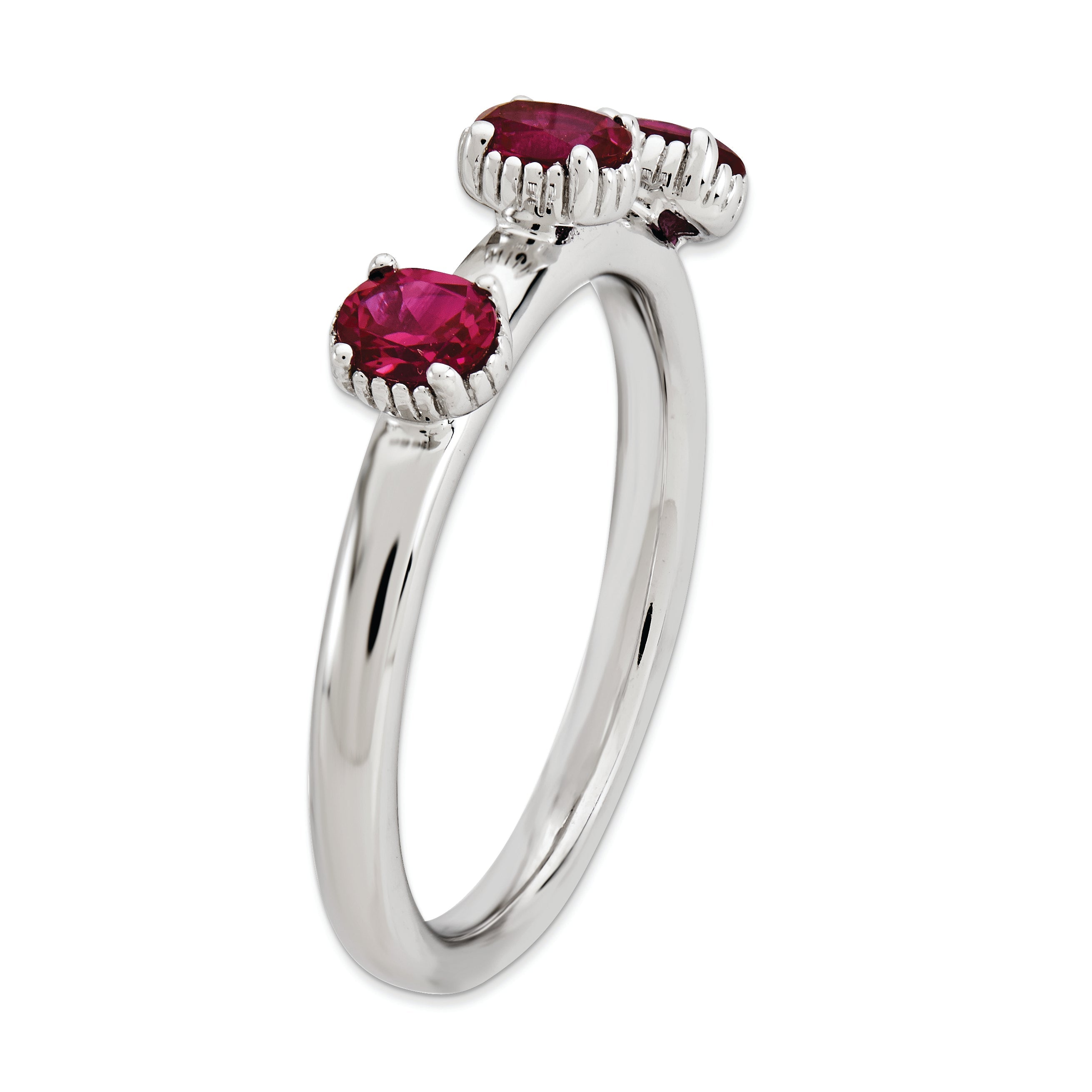 Sterlingsilber Stapelbar Expressions Erzeugt Rubin Dreistein Ring