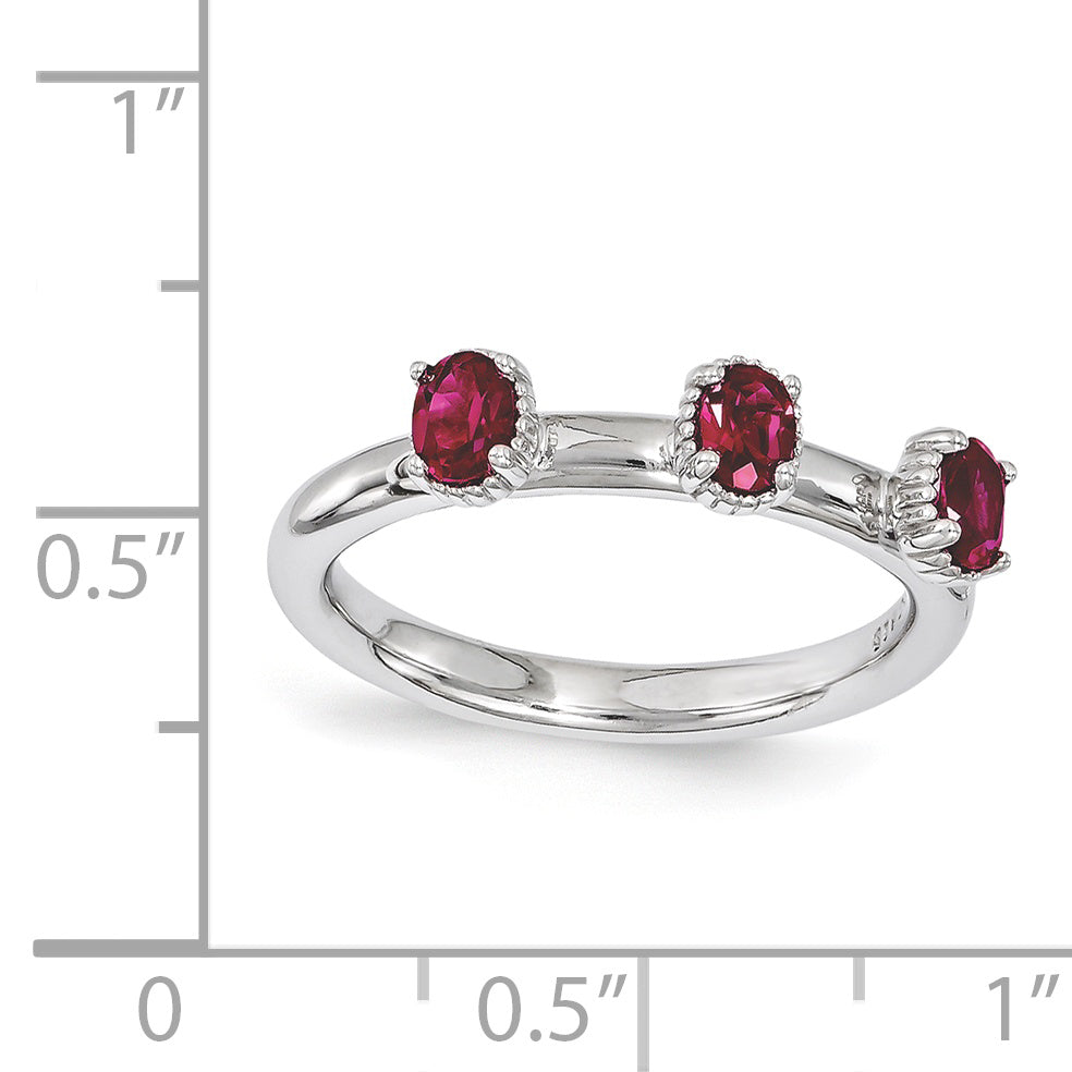 Sterlingsilber Stapelbar Expressions Erzeugt Rubin Dreistein Ring