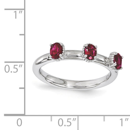 Sterlingsilber Stapelbar Expressions Erzeugt Rubin Dreistein Ring