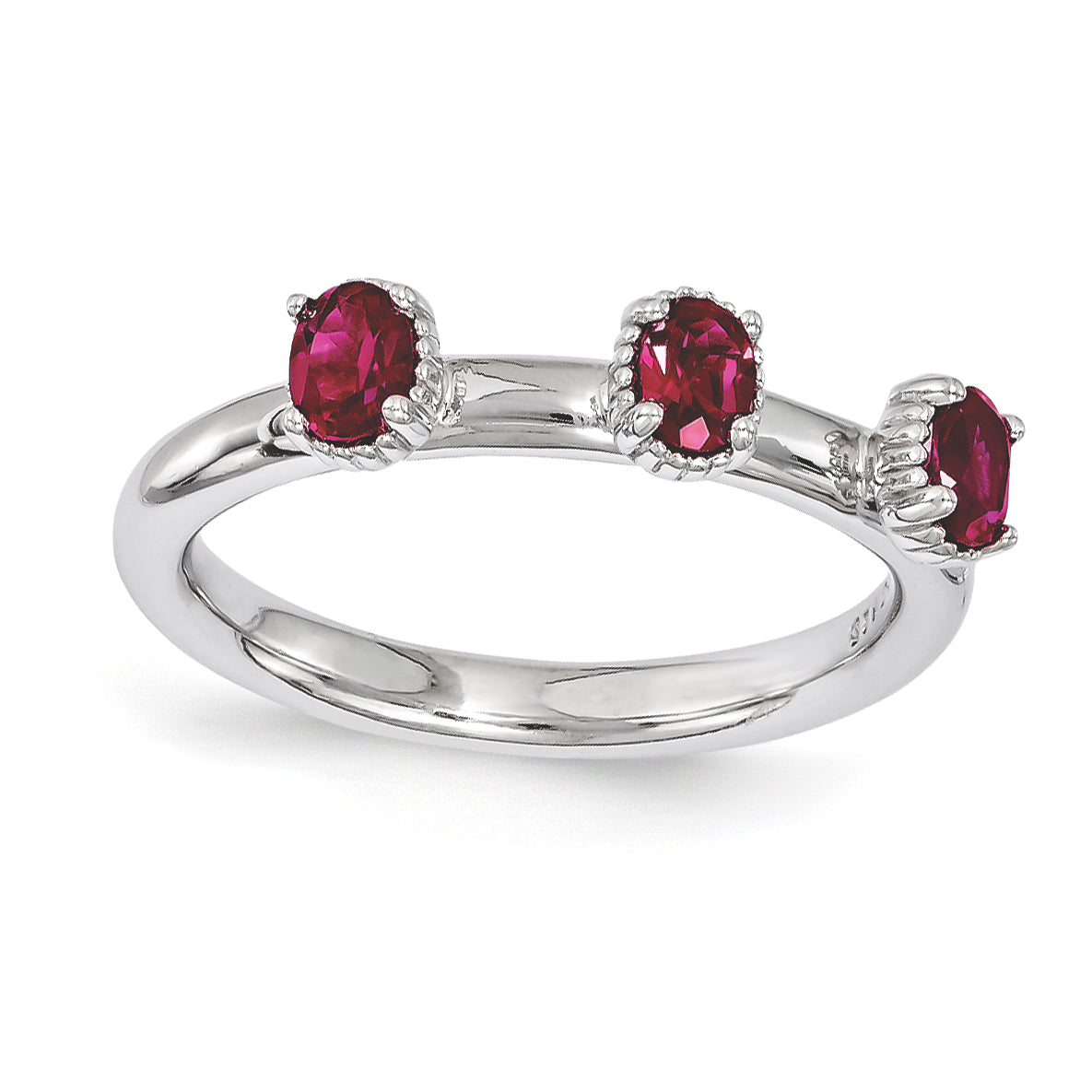 Sterlingsilber Stapelbar Expressions Erzeugt Rubin Dreistein Ring