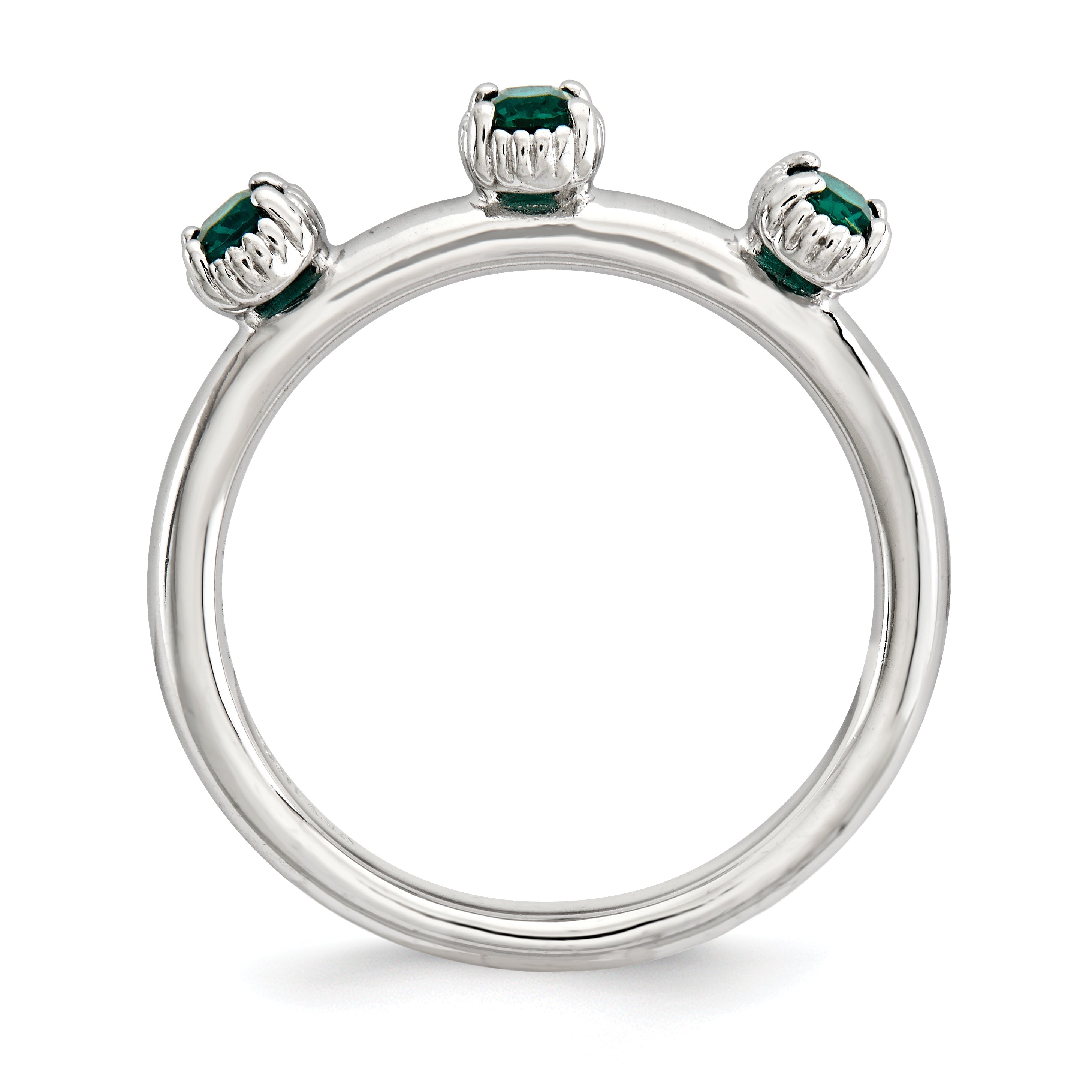 Sterlingsilber Stapelbar Expressions Erzeugt Smaragd Dreistein Ring