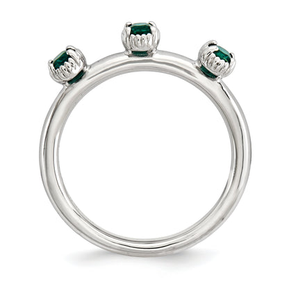 Sterlingsilber Stapelbar Expressions Erzeugt Smaragd Dreistein Ring