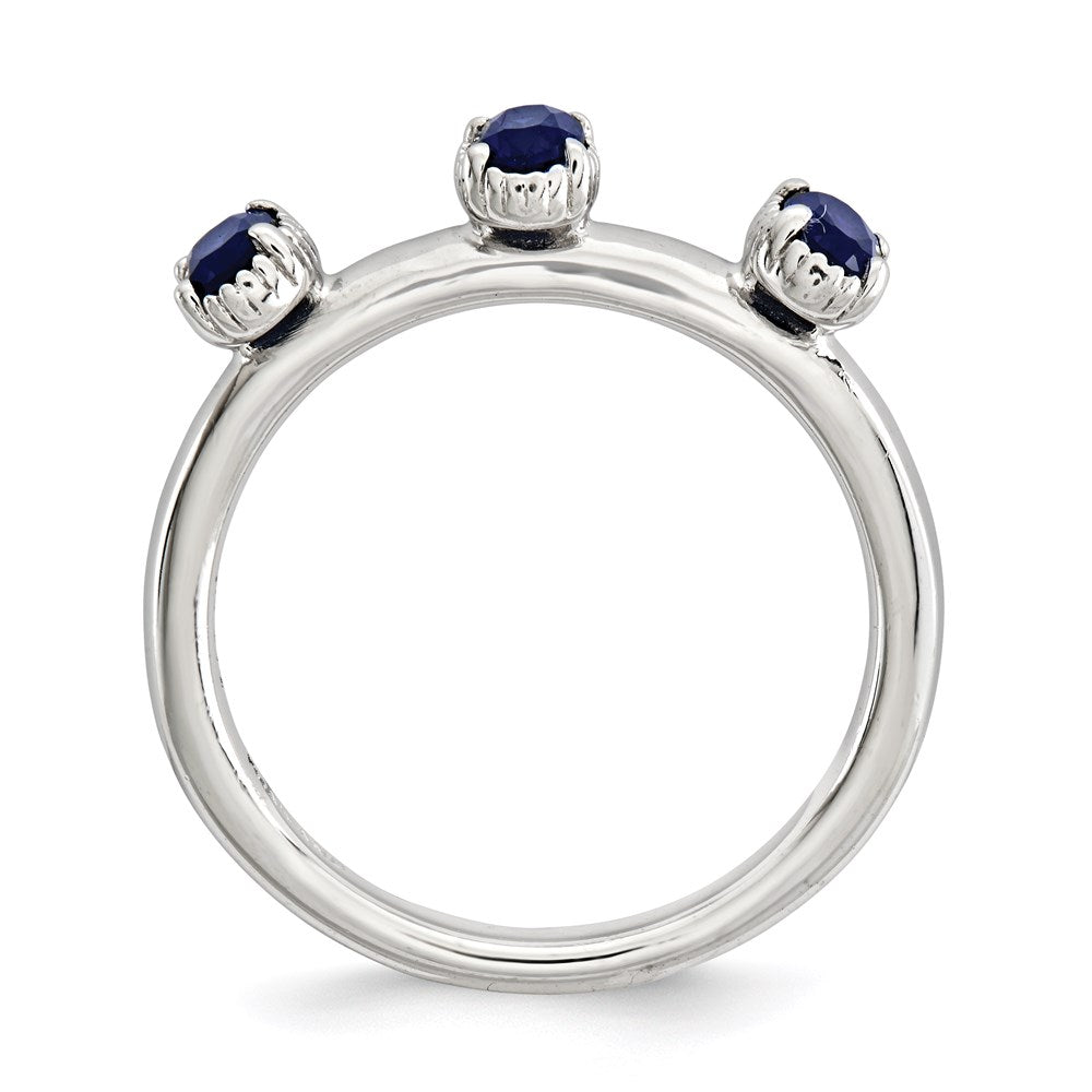 Sterlingsilber Stapelbar Expressions Erzeugt Saphir Dreistein Ring