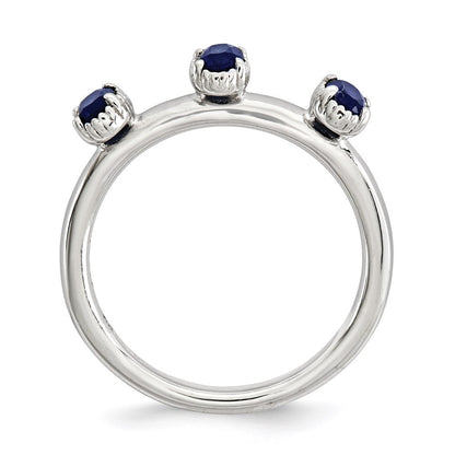 Sterlingsilber Stapelbar Expressions Erzeugt Saphir Dreistein Ring