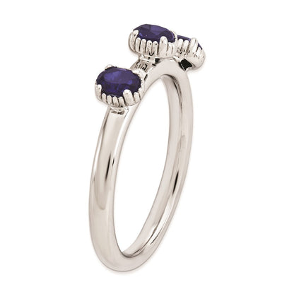 Sterlingsilber Stapelbar Expressions Erzeugt Saphir Dreistein Ring