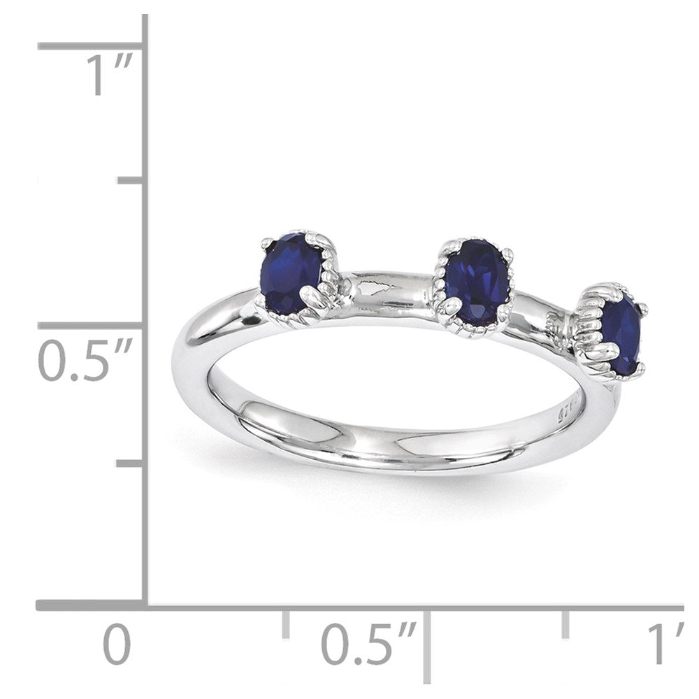 Sterlingsilber Stapelbar Expressions Erzeugt Saphir Dreistein Ring