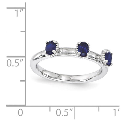 Sterlingsilber Stapelbar Expressions Erzeugt Saphir Dreistein Ring