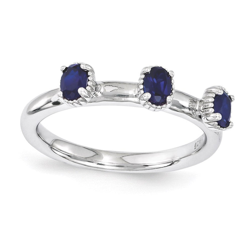 Sterlingsilber Stapelbar Expressions Erzeugt Saphir Dreistein Ring