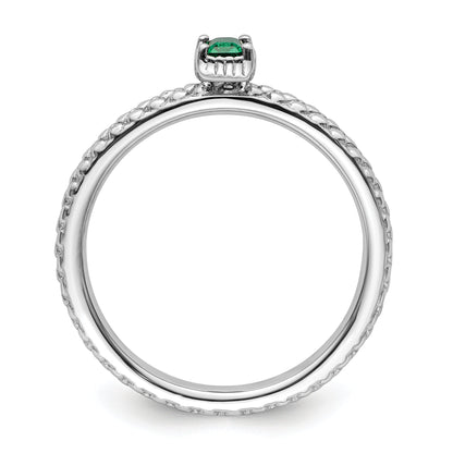 Sterlingsilber Stapelbar Expressions Erzeugt Smaragd Einfach Stein Ring