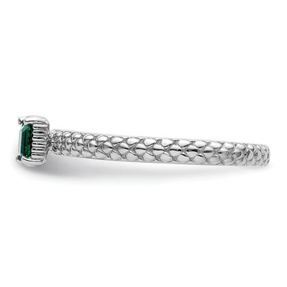 Sterlingsilber Stapelbar Expressions Erzeugt Smaragd Einfach Stein Ring