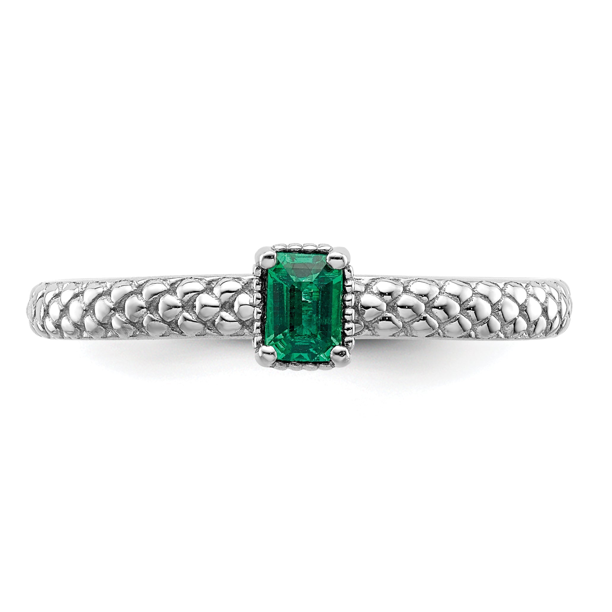 Sterlingsilber Stapelbar Expressions Erzeugt Smaragd Einfach Stein Ring