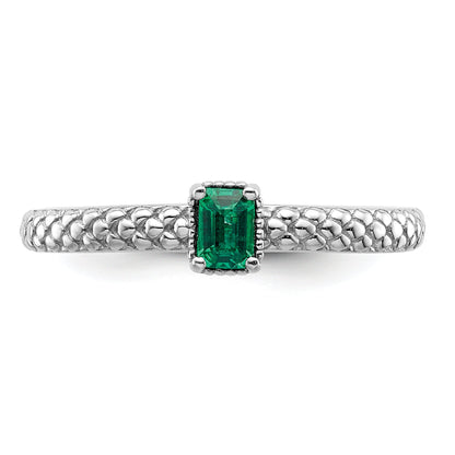 Sterlingsilber Stapelbar Expressions Erzeugt Smaragd Einfach Stein Ring