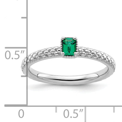 Sterlingsilber Stapelbar Expressions Erzeugt Smaragd Einfach Stein Ring