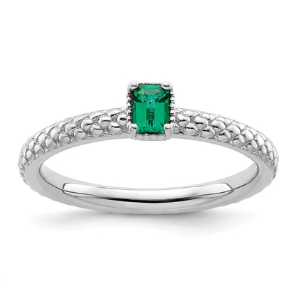 Sterlingsilber Stapelbar Expressions Erzeugt Smaragd Einfach Stein Ring